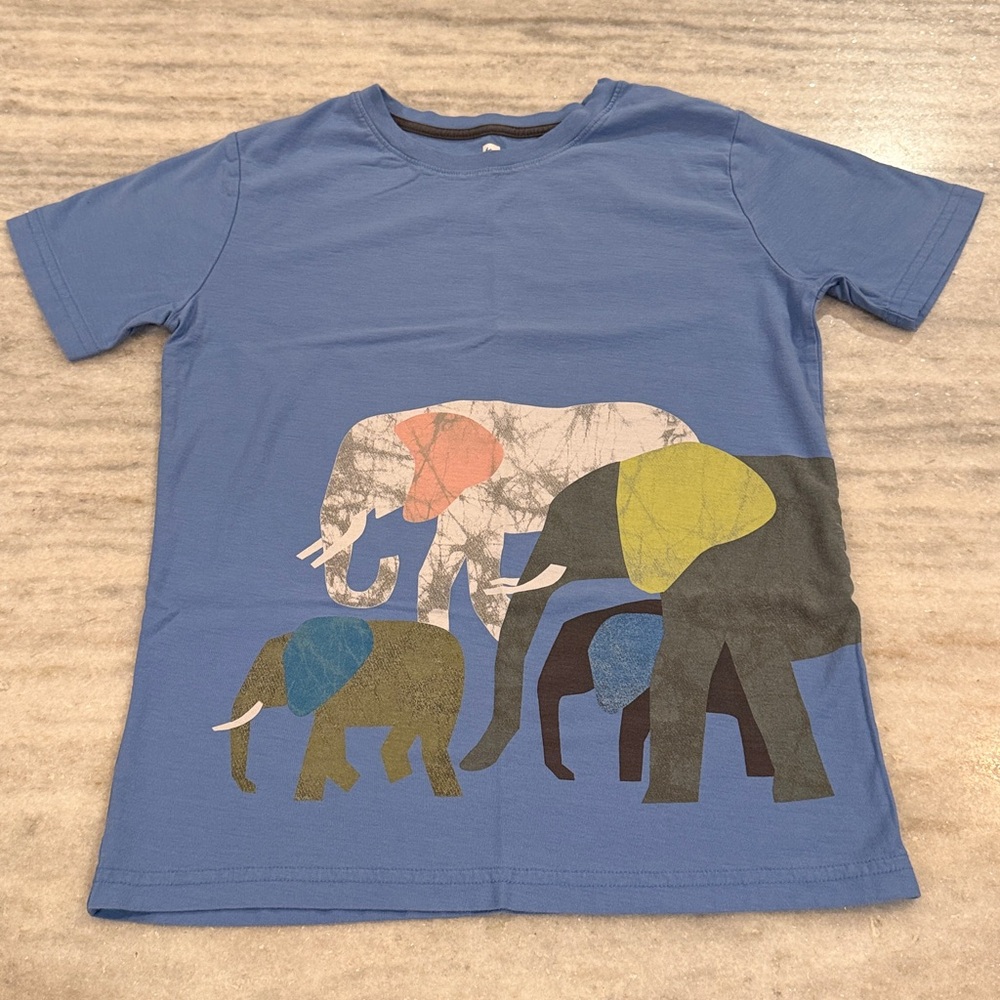 Boy’s Tea Collection Blue Elephants Graphic Tee Shirt, Size 12